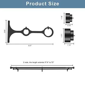 Heavy Duty Double Curtain Rods in Matte Black - 36" to 72"