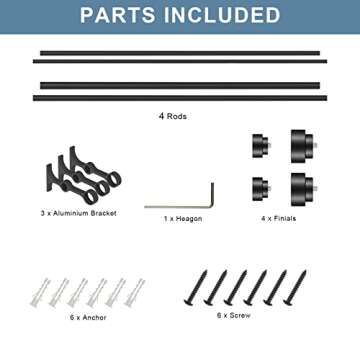 Heavy Duty Double Curtain Rods in Matte Black - 36" to 72"