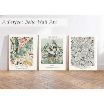 Induslyfe Framed Sage Green Vintage Wall Art Canvas Decor Set of 3, Matisse Wall Art Prints Posters ...