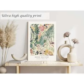 Induslyfe Framed Sage Green Vintage Wall Art Canvas Decor Set of 3, Matisse Wall Art Prints Posters Mid Century Modern Art, Aesthetic Floral Botanical wall art for bedroom, living room, bathroom 12x16