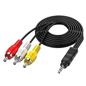 Eanetf 3.5mm to RCA Camcorder Handycam AV Audio Video Output Cable, 1/8" TRRS to 3 RCA Male Plug AUX...