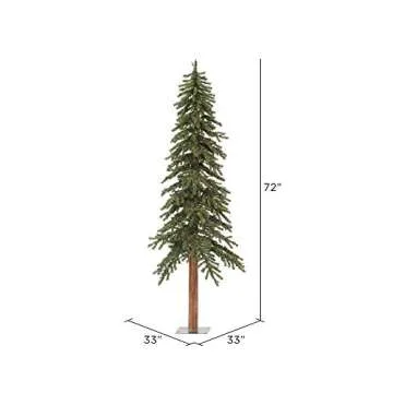 Vickerman 6' Natural Alpine Unlit Christmas Tree - Traditional Deep Green - 657 PVC Tips - Flat Metal Stand - Seasonal Indoor Home Decor - Unlit Alpine Tree