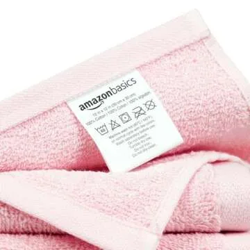Amazon Basics face Towels for bathroom, 100% Cotton Extra Absorbent washcloth , Fast Drying - salon towel - 24 Pack Petal Pink (12 x 12 inches)