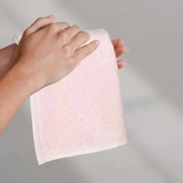 Amazon Basics face Towels for bathroom, 100% Cotton Extra Absorbent washcloth , Fast Drying - salon towel - 24 Pack Petal Pink (12 x 12 inches)