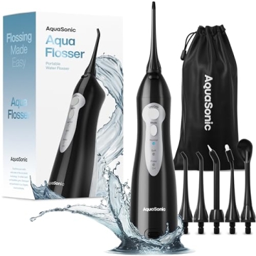 AquaSonic Aqua Flosser - Cordless Rechargeable Water Flosser for Teeth - Waterproof, Portable Oral I...