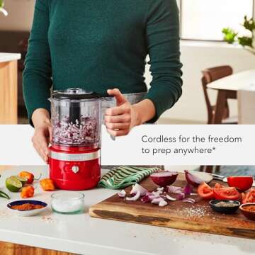 KitchenAid 5 Cup Food Chopper Cordless KFCB519PA - Efficient Meal Prep in Passion Red