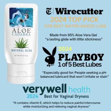 Aloe Cadabra Natural Water Based Personal Lubricant and Vaginal Moisturizer, Organic Aloe Lube for M...