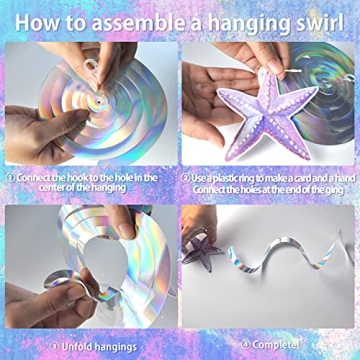 CANPA Mermaid Hanging Swirl Decorations for Parties