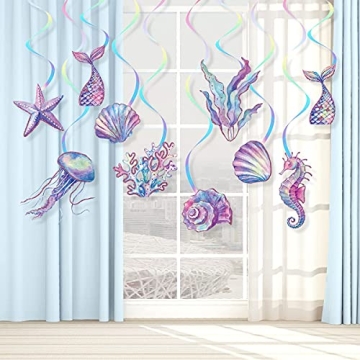 CANPA Mermaid Hanging Swirl Decorations for Parties