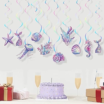 CANPA Mermaid Hanging Swirl Decorations for Parties