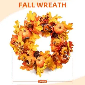 Buy Wchiou 20 Inch Fall Wreath for Stunning Autumn Decor