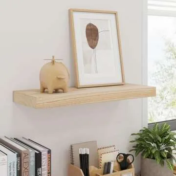 Stylish Natural Wood Floating Shelves Set of 3 - 17" Elegant Wall Storage