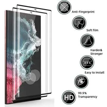 [2+2Pack] Galaxy S22 Ultra Screen Protector Tempered Glass + Camera Lens [9H Hardness][Compatible Fingerprint] 3D Curved HD Clear Glass Film For Samsung Galaxy S22 Ultra Screen Protector (6.8")