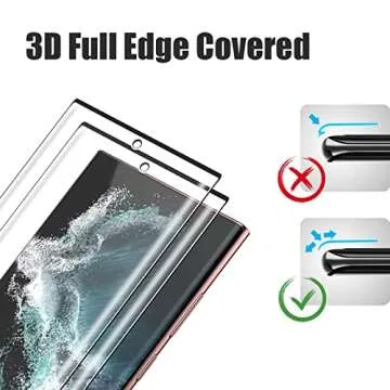 [2+2Pack] Galaxy S22 Ultra Screen Protector Tempered Glass + Camera Lens [9H Hardness][Compatible Fingerprint] 3D Curved HD Clear Glass Film For Samsung Galaxy S22 Ultra Screen Protector (6.8")