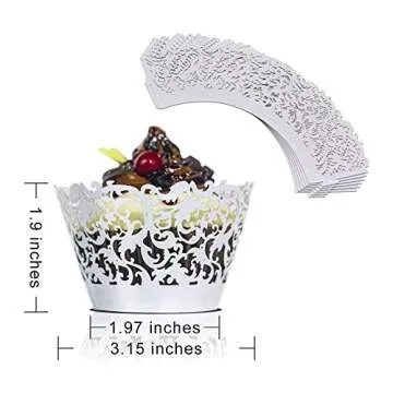 YOZATIA 60 Silver Lace Cupcake Wrappers for Events