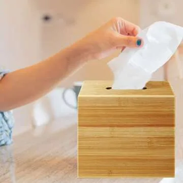 Stylish Bamboo Tissue Box Cover for Home & Office