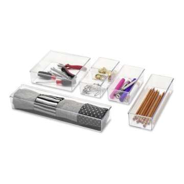 Whitmor Clear-Set Includes 6 Individual Pieces Modular Drawer Organizers, Set of 6