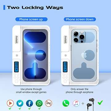 JOSTART Phone Lock Box with Timer, Timed Lock Box for 7" Cell Phone, Phone Jail with Timer to Help R...