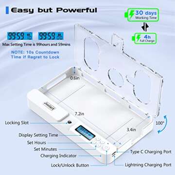 JOSTART Phone Lock Box with Timer, Timed Lock Box for 7" Cell Phone, Phone Jail with Timer to Help Reducing Screen Time | Break Free from Social Media/Games