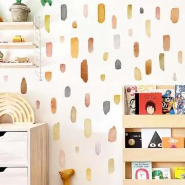 Boho Wall Stickers Peel and Stick Watercolor Wall Decals Brush Strokes Splatter Wall Decals Removable Abstract Wall Stickers Modern Boho Wall Decals for Nursery Bedroom Decor