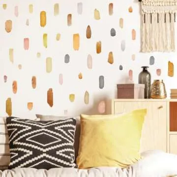 Boho Wall Stickers Peel and Stick Watercolor Wall Decals Brush Strokes Splatter Wall Decals Removable Abstract Wall Stickers Modern Boho Wall Decals for Nursery Bedroom Decor