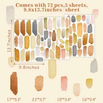 Boho Wall Stickers Peel and Stick Watercolor Wall Decals Brush Strokes Splatter Wall Decals Removable Abstract Wall Stickers Modern Boho Wall Decals for Nursery Bedroom Decor