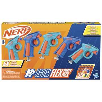 Nerf N Series Party Pack, Includes 5 N Series Flex Blasters, 15 N1 Darts Compatible Only N Series Bl...