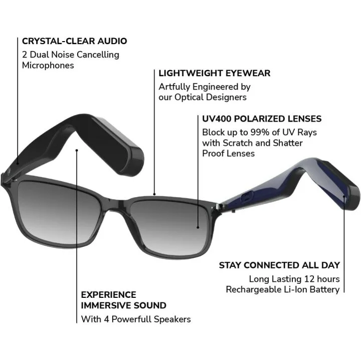 Lucyd Stratus Bluetooth Audio Glasses with UV Protection