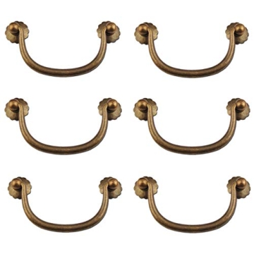 COSIBOA Antique Brass Drawer Pulls - 6 Pack Vintage Hardware for Furniture