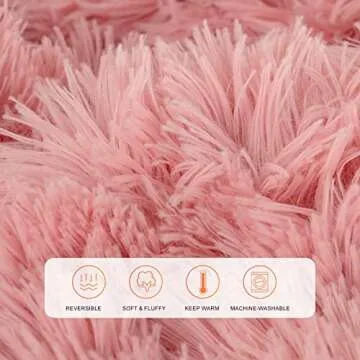 TOONOW Faux Fur Throw Blanket,Super Soft Fuzzy Blanket for Couch Sofa Bed,Fluffy Blankets and Throws for Women,50x60 Inches,Pink