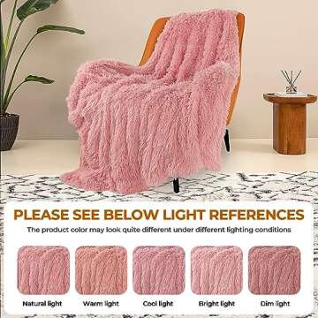 TOONOW Faux Fur Throw Blanket,Super Soft Fuzzy Blanket for Couch Sofa Bed,Fluffy Blankets and Throws for Women,50x60 Inches,Pink