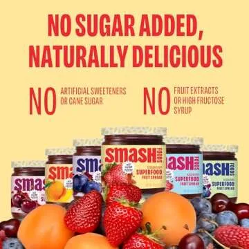 Chia Smash Jam Try Them All Variety Pack| Low-Calorie, No Sugar Added Keto Jam with Upcycled Fruit & Chia Seeds | Vegan, Paleo Superfood Spread (6 Jars)