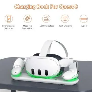 D.Gruoiza VR Charging Station with 45W USB-C Charger for Oculus/Meta Quest 3,LED Indicator Charging ...