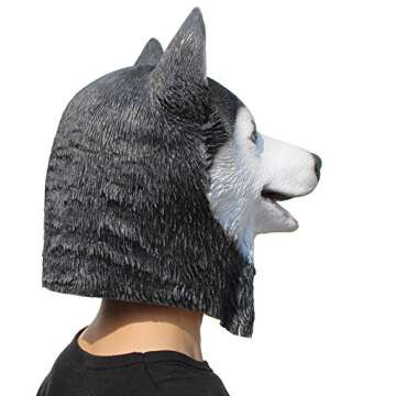 PartyHop Husky Dog Mask Animal Latex Full Head Mask Fancy Dress for Halloween Carnival Costume Party