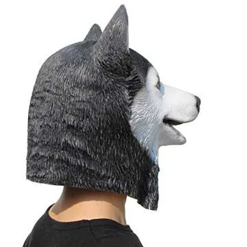 PartyHop Husky Dog Mask Animal Latex Full Head Mask Fancy Dress for Halloween Carnival Costume Party