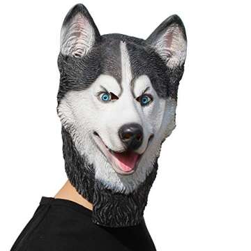 PartyHop Husky Dog Mask Animal Latex Full Head Mask Fancy Dress for Halloween Carnival Costume Party