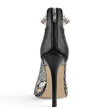 onlymaker Women's Stiletto High Heel Peep Toe Heeled Sparkly Fishnet Sandal Black Size 14