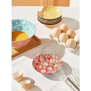 Metahom Ceramic Spoon Rest, Spoon Holder for Kitchen Counter, Utensil Rest Holder for Stove Top, Ladle, Spatula, Set of 6, Dishwasher Safe, 4.5 inch, Vibrant Color