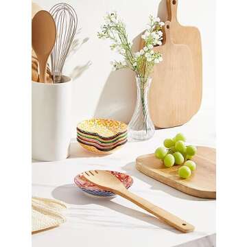 Metahom Ceramic Spoon Rest, Spoon Holder for Kitchen Counter, Utensil Rest Holder for Stove Top, Ladle, Spatula, Set of 6, Dishwasher Safe, 4.5 inch, Vibrant Color