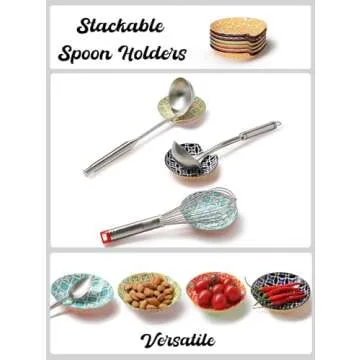 Metahom Ceramic Spoon Rest, Spoon Holder for Kitchen Counter, Utensil Rest Holder for Stove Top, Ladle, Spatula, Set of 6, Dishwasher Safe, 4.5 inch, Vibrant Color