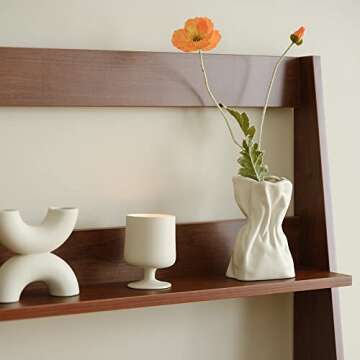 Grab Paper Bag Ceramic Vase, Crinkle Paper Bag Design for Flower Arrangement, Living Room, Dinner Ta...