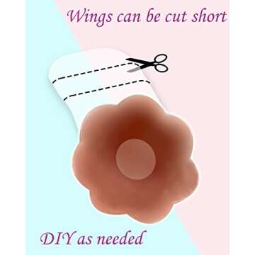 MSLO Lifting Nipple Covers Breast Petals Reusable Adhesive Invisible Bra Silicone Sticky Pasties Lift Wing for Women (2.6 inchs, Brown, 4)