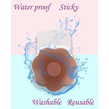 MSLO Lifting Nipple Covers Breast Petals Reusable Adhesive Invisible Bra Silicone Sticky Pasties Lift Wing for Women (2.6 inchs, Brown, 4)