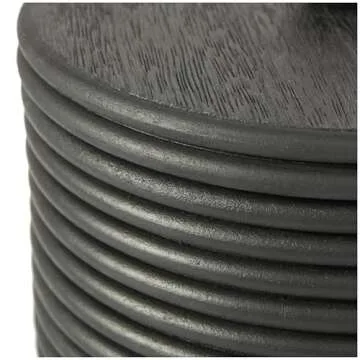 Deco 79 Wooden Large Round Ribbed Storage Box, Set of 3 10", 8"W, Black