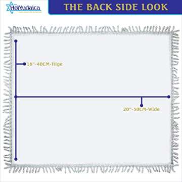 HolYudaica White Satin Challah Cover for Shabbat Bread (20"/16") with Shabbat Candlestick Silver & Gold Embroidery, from Israel, Nice Gifts (Silver, 1)