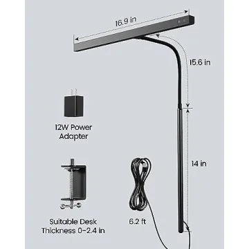 Adjustable SUPERDANNY LED Desk Lamp with Eye-Care Technology