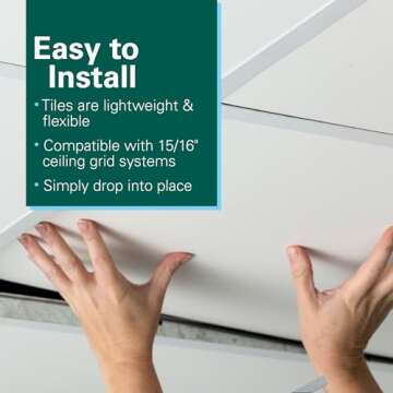 Ceiling Tiles - Waterproof, Fire-Rated PVC - 10 Pack