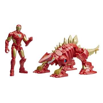 Marvel Mech Strike Mechasaurs, 4-Inch Iron Man with Iron Stomper Mechasaur Action Figures, Super Hero Toys for Kids Ages 4 and Up