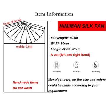 100% Real Silk Chinese Belly Dance Fan Veil Hand Made Silk Fan 180 * 90cm Yellow Orange Red