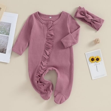 Ayalinggo Organic Cotton Ruffle Jumpsuit for Newborns